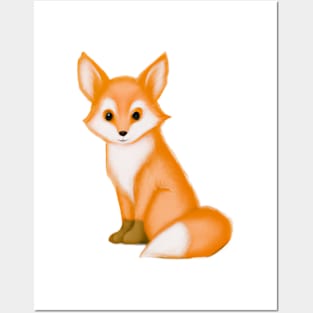 Cute Fox Drawing Posters and Art